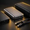 大きさの違うモバイルバッテリー3個とUSB-Cケーブル