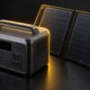 ポータブル電源と折りたたみ式ソーラーパネル