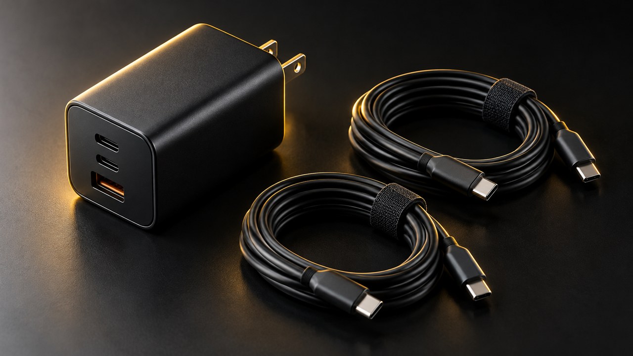 マルチポートのUSB充電器とUSB-Cケーブル