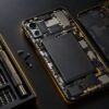 精密ドライバーセットと背面カバーを開けたスマートフォン