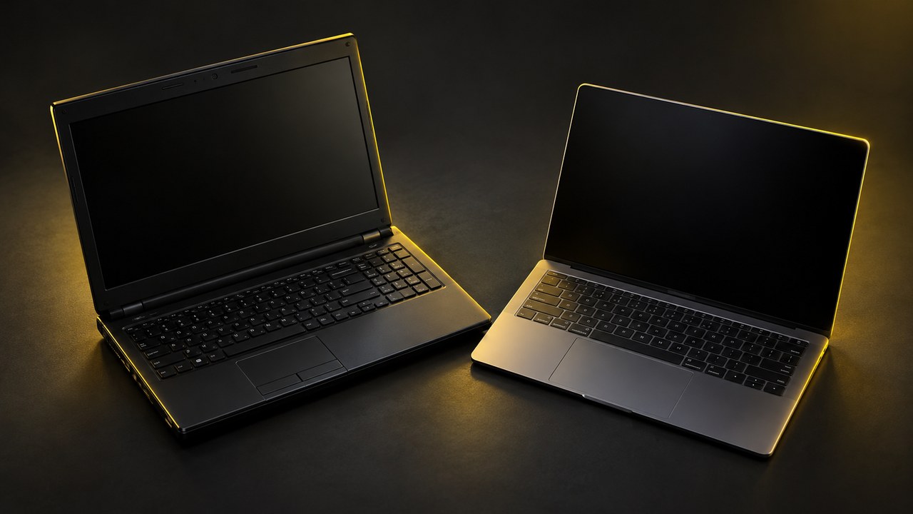古い型と新しい型のノートパソコン